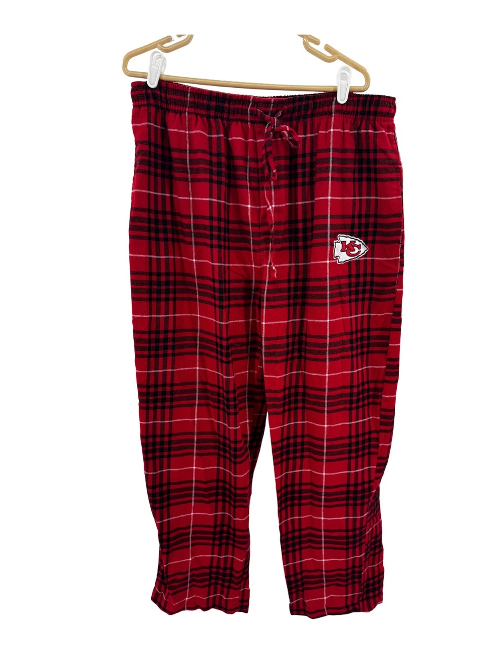 NFL Chiefs Red Plaid Lounge Pants pull on XXL embroidered casual game day sleep